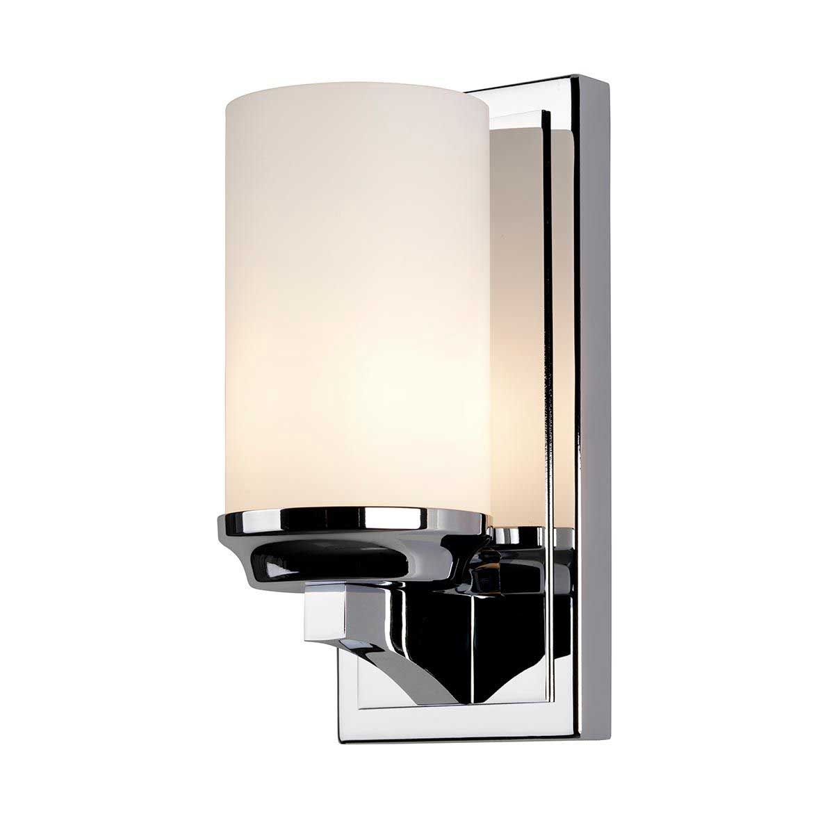Feiss Amalia Small Bathroom Wall Light Polished Chrome Opal Glass Shade