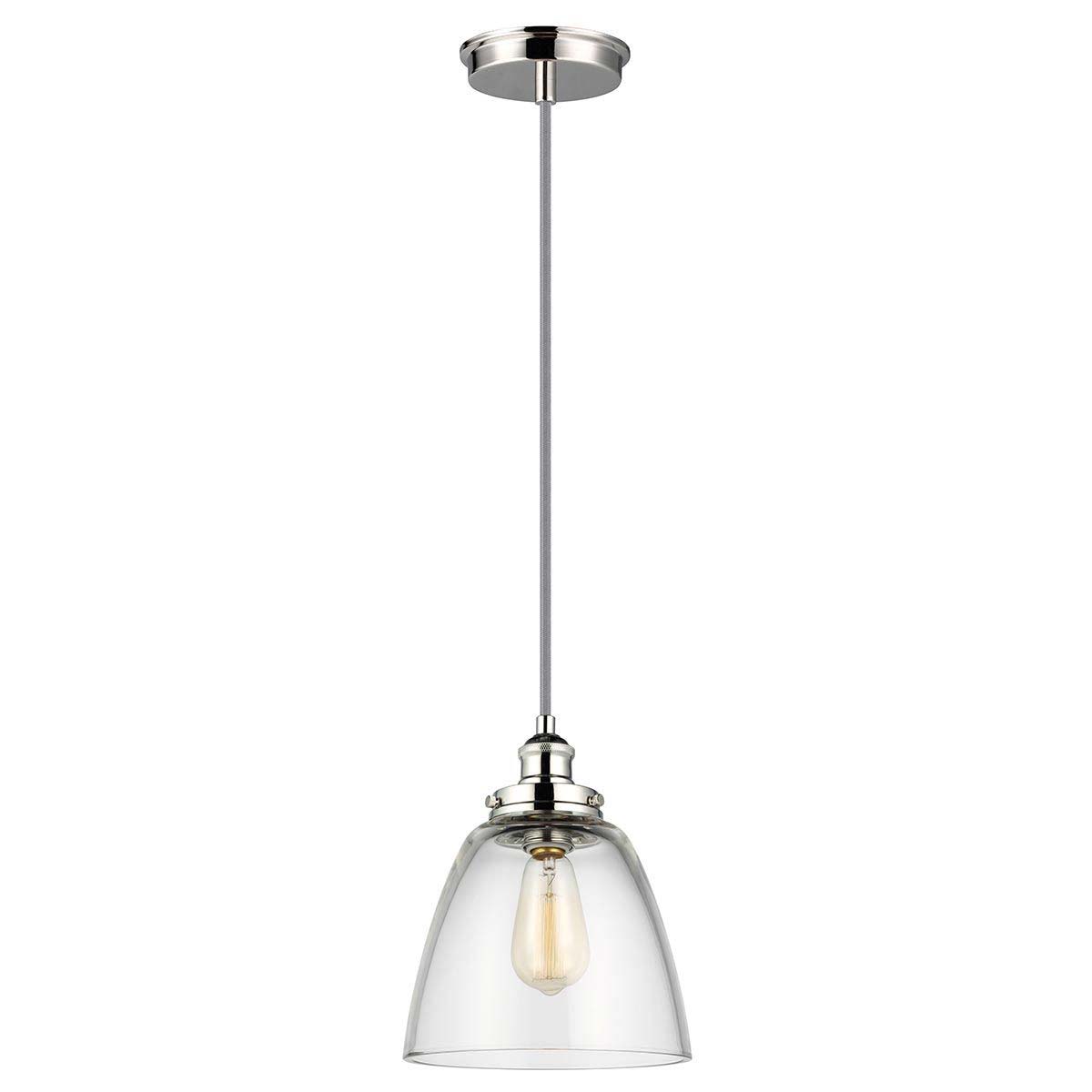 Feiss Baskin Polished Nickel 1 Light Clear Bell Glass Ceiling Pendant