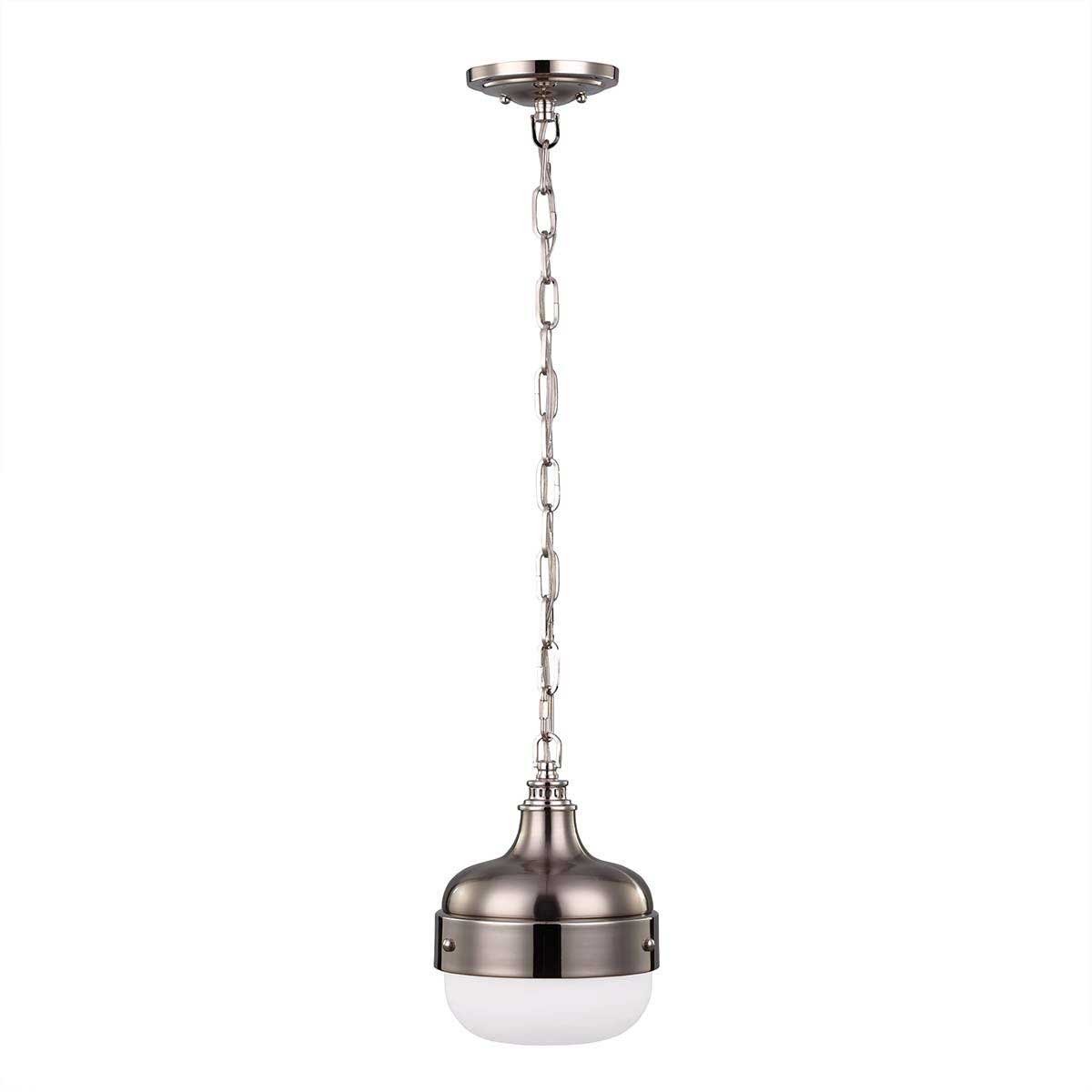 Feiss Cadence 1 Light Mini Pendant Brushed Steel And Polished Nickel