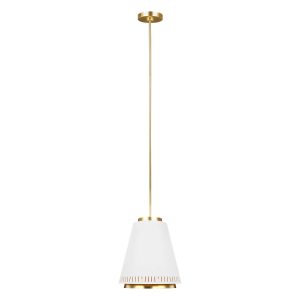Carter 1 light ceiling pendant in matte white and burnished brass style B