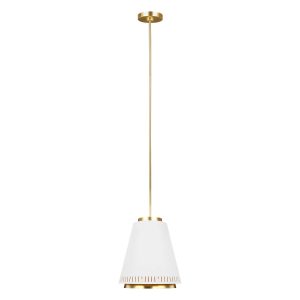 Carter 1 light ceiling pendant in matte white and burnished brass style B