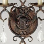 Chateau French Style 2 Lamp Twin Wall Light Mocha Bronze Crystal Drops