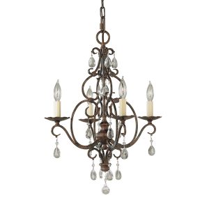 Feiss Chateau 4 light chandelier in mocha bronze with crystal glass drops main image