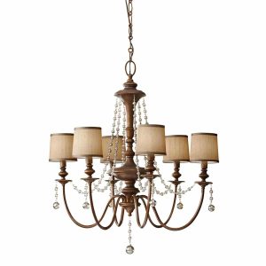 Feiss Clarissa 6 light chandelier in Firenze gold with champagne crystal