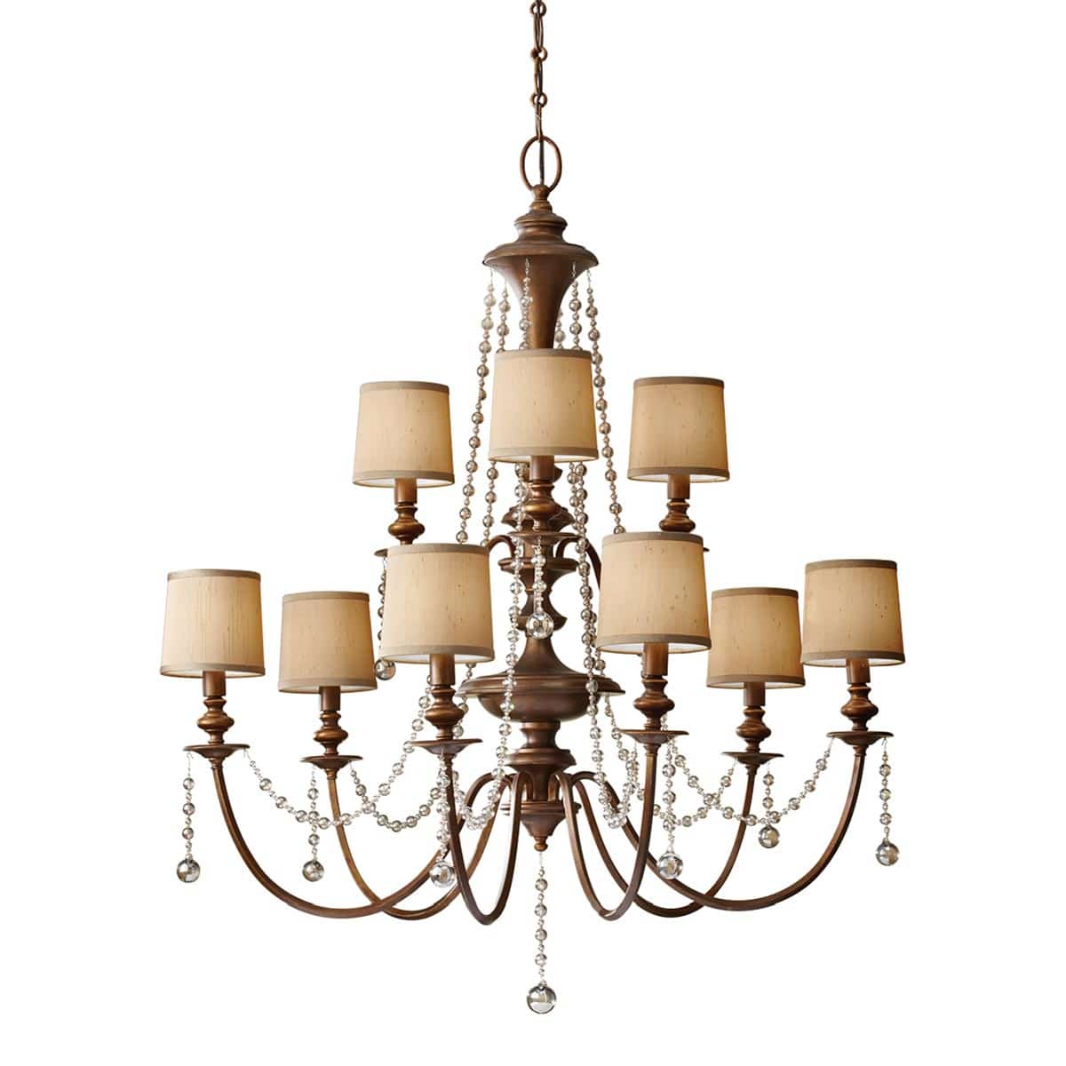 Feiss Clarissa 9 Light Chandelier Firenze Gold Burnt Copper Shades