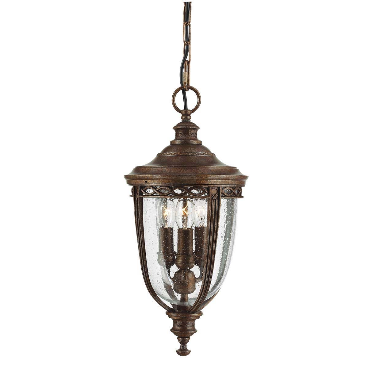 Feiss English Bridle 3 Light Medium Hanging Porch Lantern British Bronze