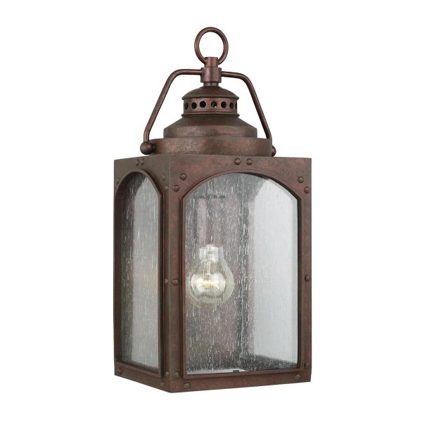 Feiss Randhurst medium 1 light copper oxide outdoor wall lantern with seeded glass main image
