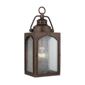 Feiss Randhurst small 1 light copper oxide outdoor wall lantern with seeded glass main image