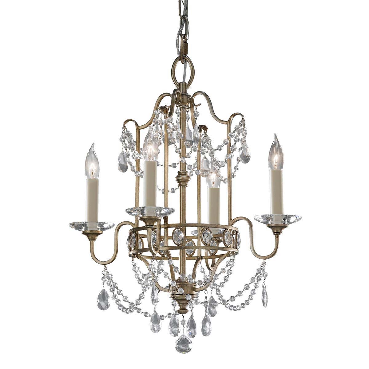 Feiss Gianna Gilded Silver 4 Light Crystal Chandelier Duo Mount