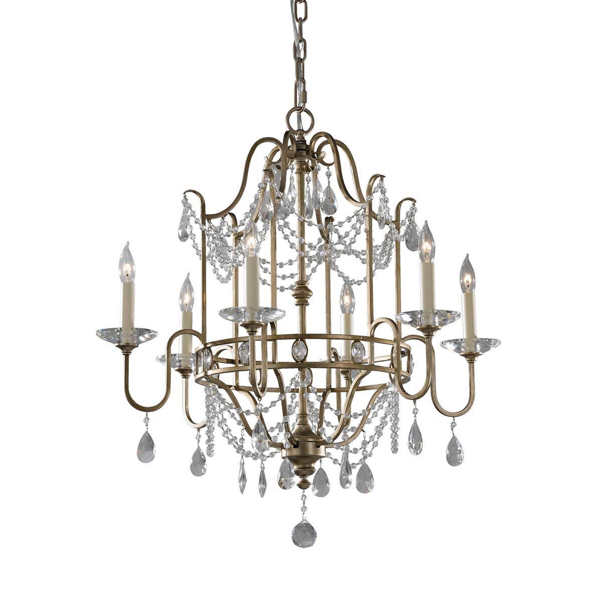 Feiss Gianna Gilded Silver 6 Light Crystal Chandelier