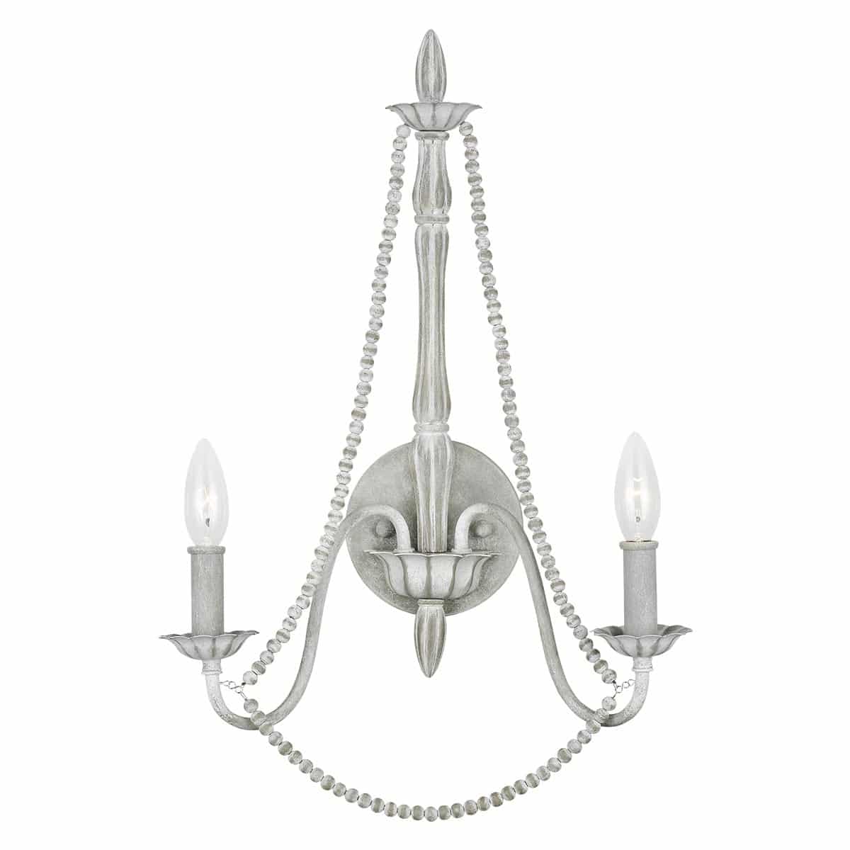 Maryville French Country Style Twin Shabby Chic Wall Light Washed Grey