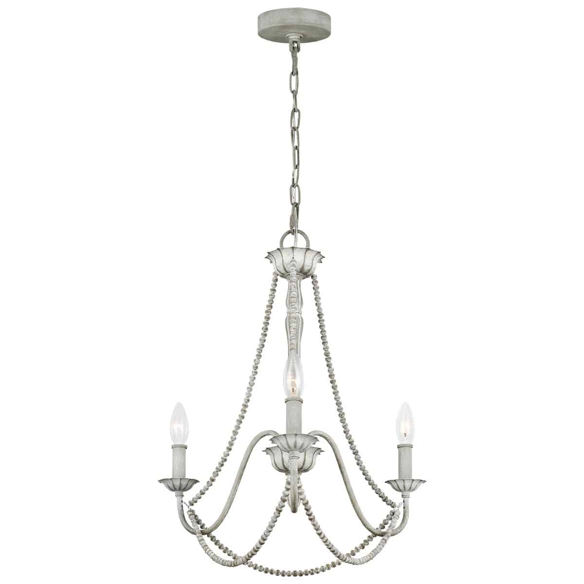 Maryville French Country Style 3 Light Chic Chandelier Washed Grey