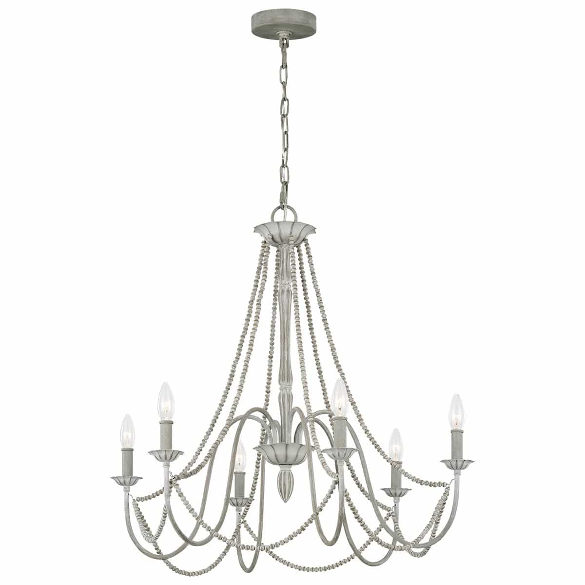 Maryville French Country Style 6 Light Chic Chandelier Washed Grey