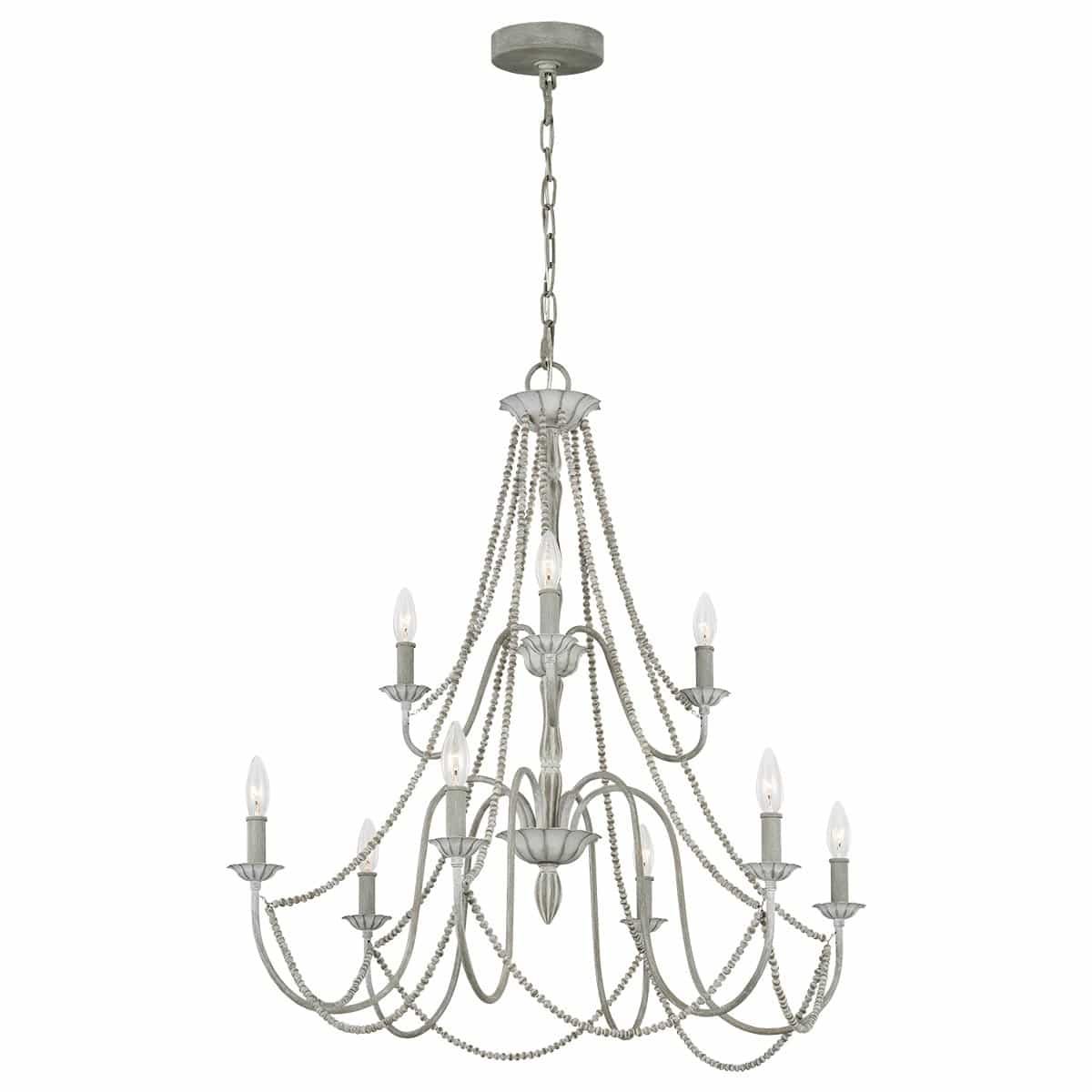 Maryville French Country Style Large 9 Light Chandelier Washed Grey