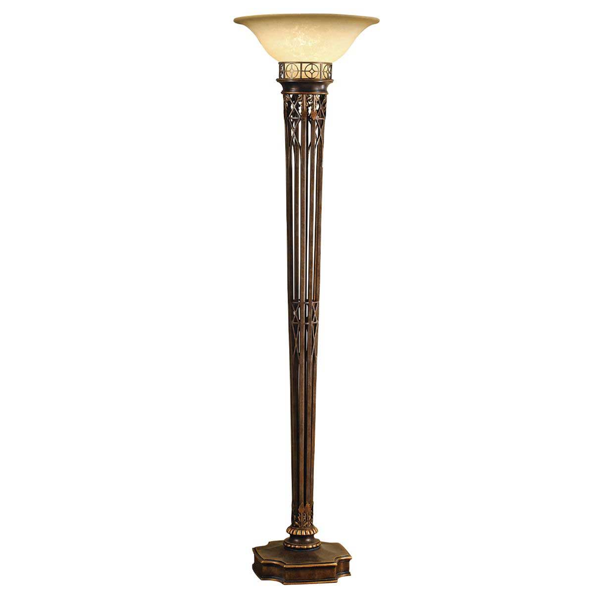 Feiss Opera Large Art Deco Style Torchiere Floor Lamp Firenze Gold