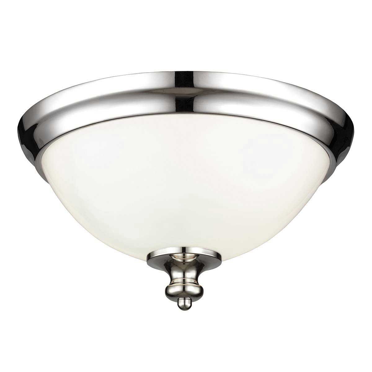 Feiss Parkman Classic 2 Light Flush Polished Nickel Opal Glass