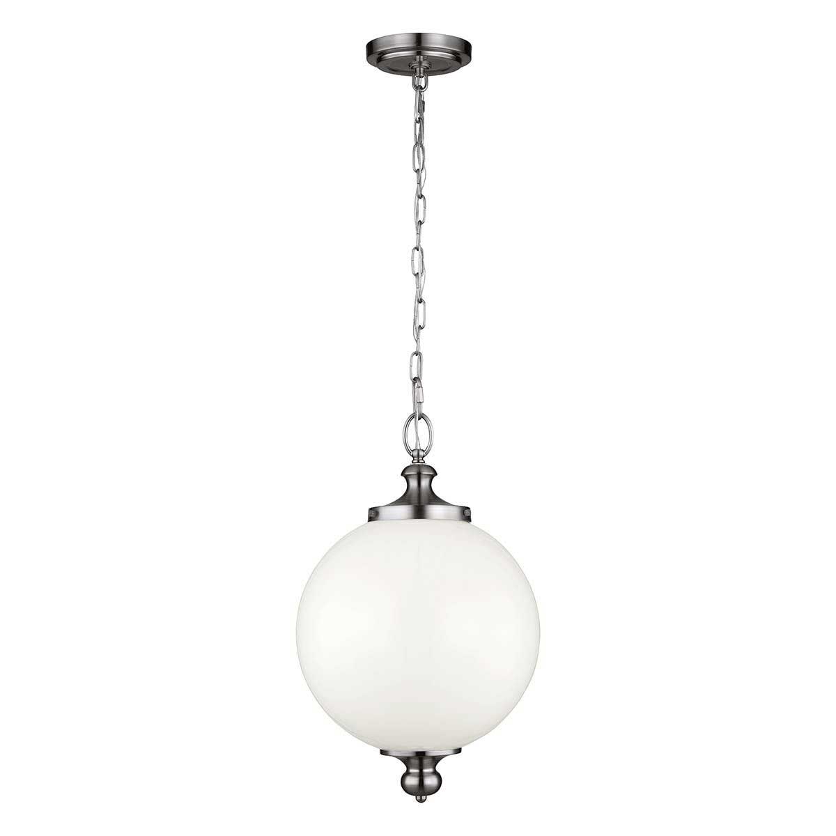 Feiss Parkman Polished Nickel 1 Light Large Opal Globe Pendant