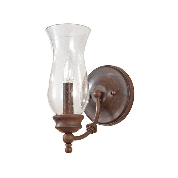 Feiss Pickering Lane rustic single wall light in heritage bronze, main image on white background.