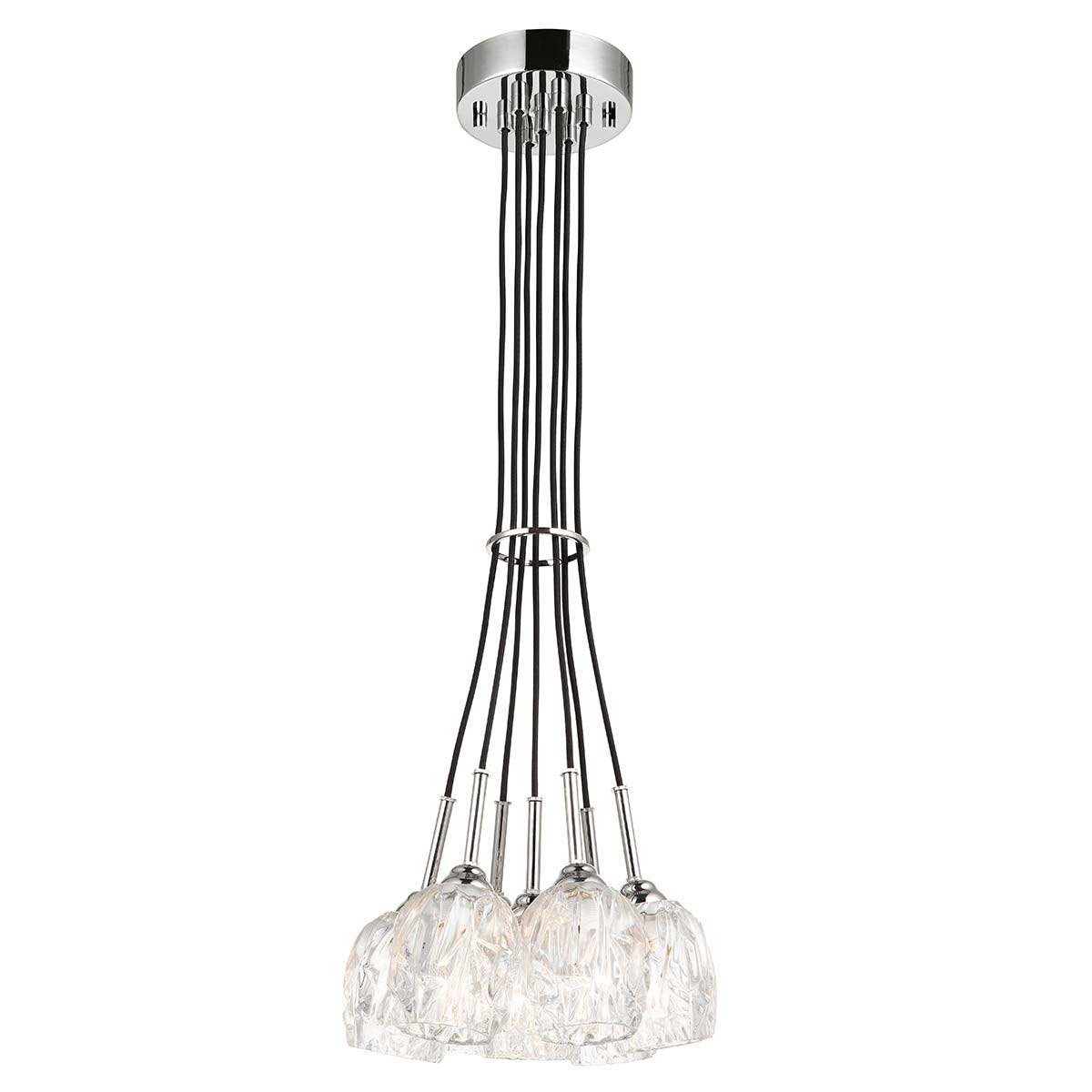 Feiss Rubin 7 Light Cluster Chandelier Polished Nickel Glass Shades