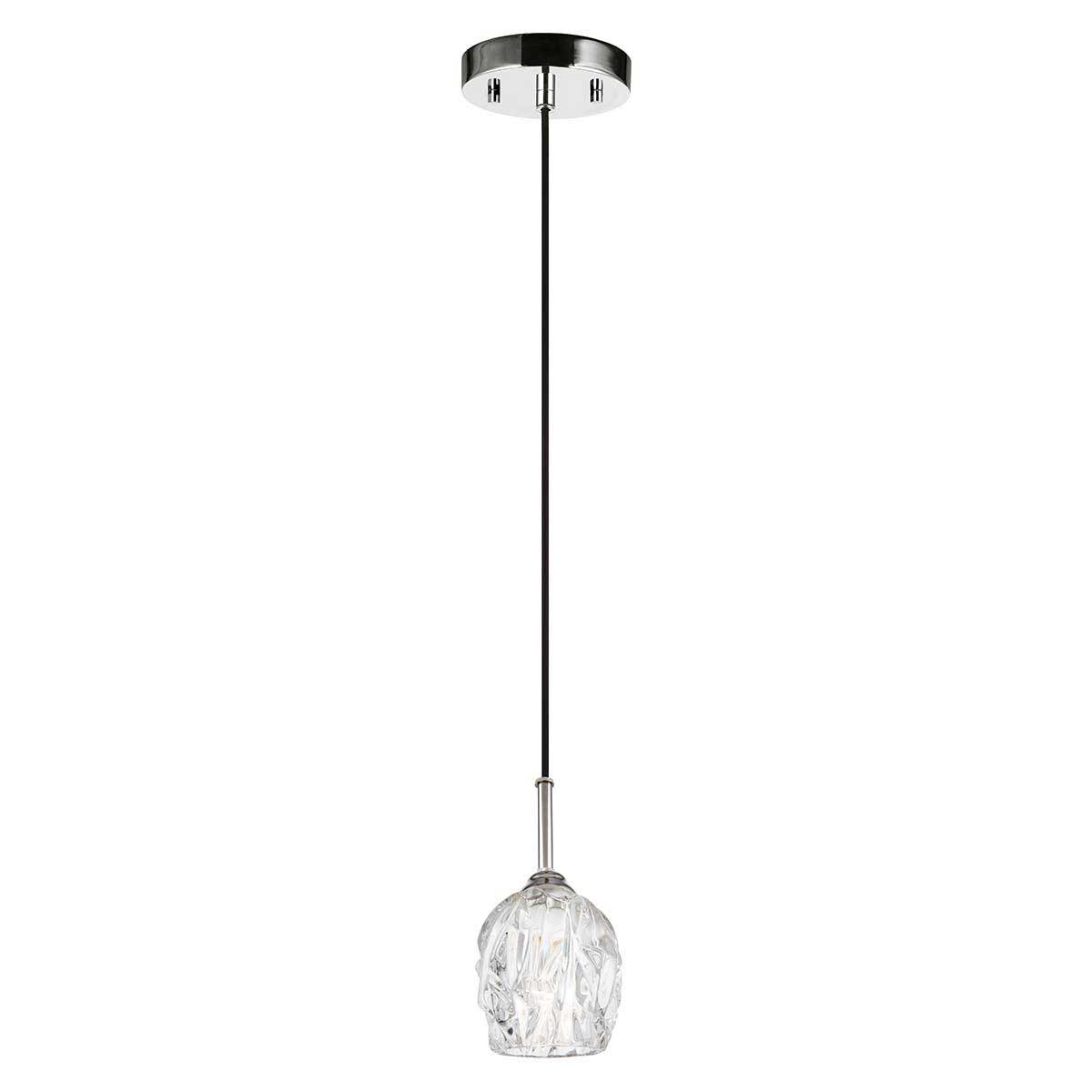 Feiss Rubin 1 Light Mini Ceiling Pendant Polished Nickel Glass Shade