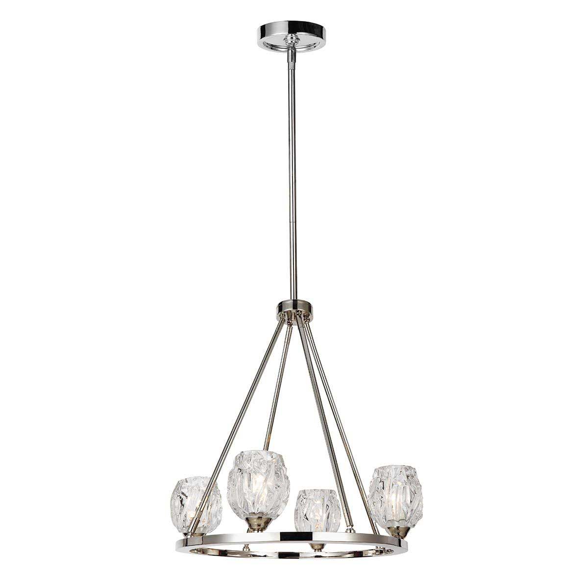 Feiss Rubin 4 Light Modern Chandelier Polished Nickel Glass Shades