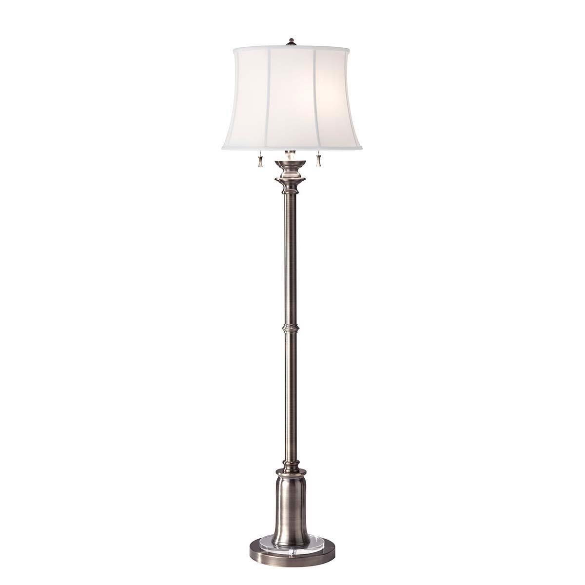 Feiss Stateroom 2 Light Floor Lamp Standard Antique Nickel White Shade
