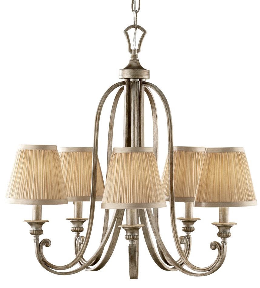Feiss Abbey Silver Sand 5 Light Chandelier With Mushroom Shades