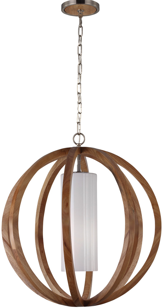 Feiss Allier 1 Light Large Pendant Globe Light Oak