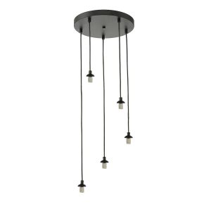 Federico 5 light cluster pendant in matt black suspension only
