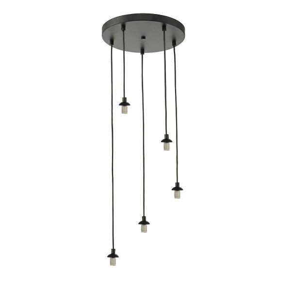 Federico 5 light cluster pendant in matt black suspension only