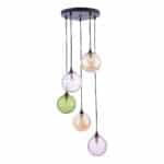 Federico 5 Light Cluster Pendant Black Dimpled Mixed Glass