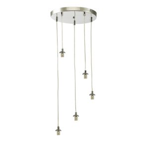 Federico 5 light cluster pendant in polished chrome suspension only