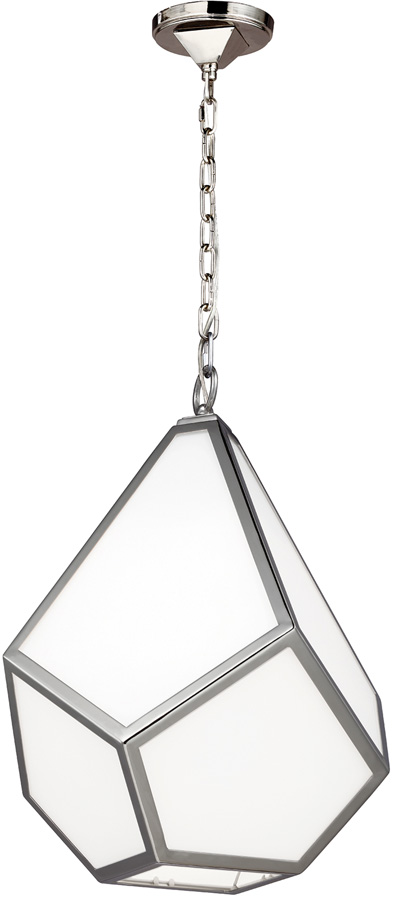Feiss Diamond 4 Light Large Pendant Polished Nickel Art Deco Style