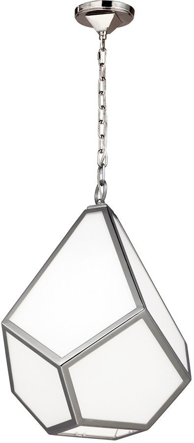 Feiss Diamond 1 Light Medium Pendant Polished Nickel Art Deco Style