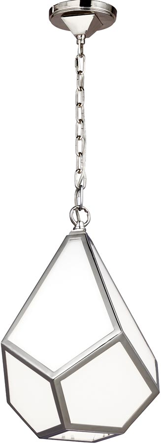 Feiss Diamond 1 Light Small Pendant Polished Nickel Art Deco Style