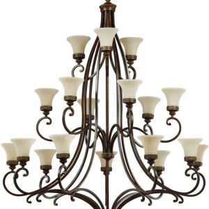 Feiss Drawing Room Extra Large 18 Light 3 Tier Chandelier Walnut