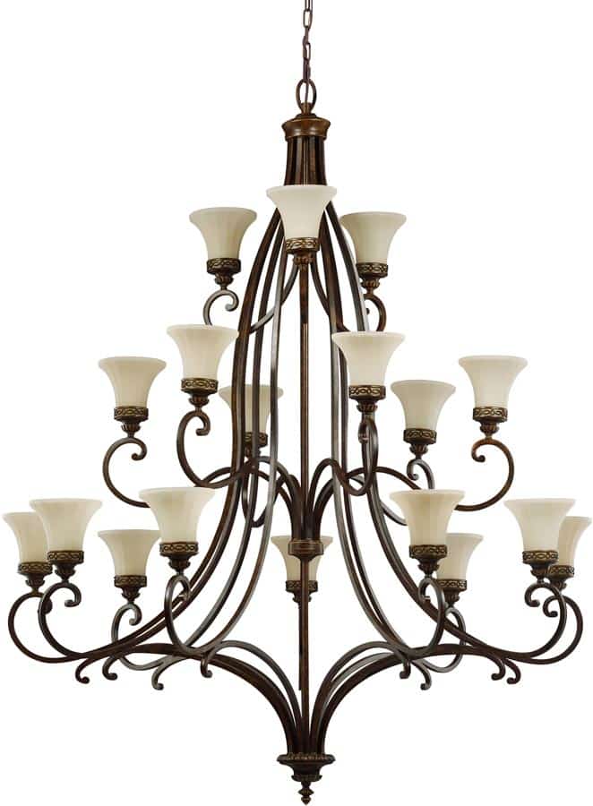 Feiss Drawing Room Extra Large 18 Light 3 Tier Chandelier Walnut