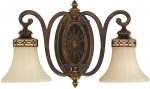 Feiss Drawing Room 2 Lamp Wall Light Walnut Amber Scavo Glass