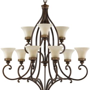 Feiss Drawing Room 9 Light 2 Tier Large Chandelier Walnut