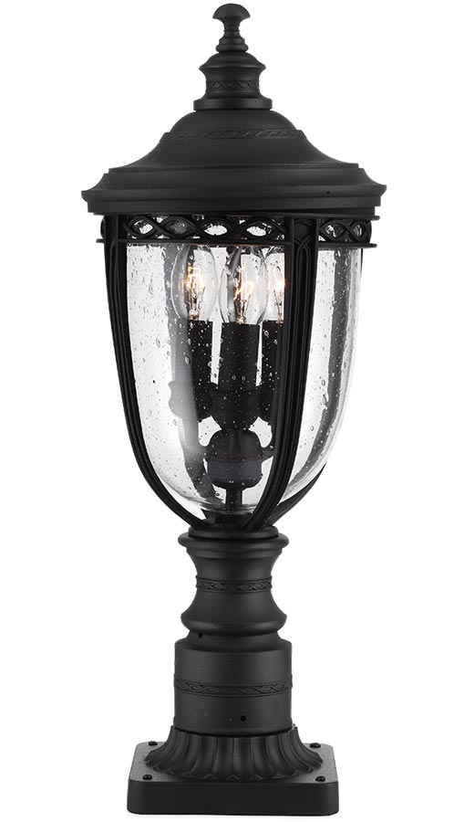 Feiss English Bridle 3 Light Medium Outdoor Pedestal Lantern In Black