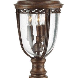 Feiss English Bridle 3 Light Medium Outdoor Post Lantern British Bronze