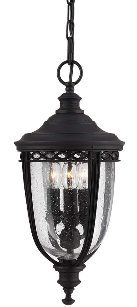 Feiss English Bridle 3 Light Medium Hanging Outdoor Porch Lantern In Black
