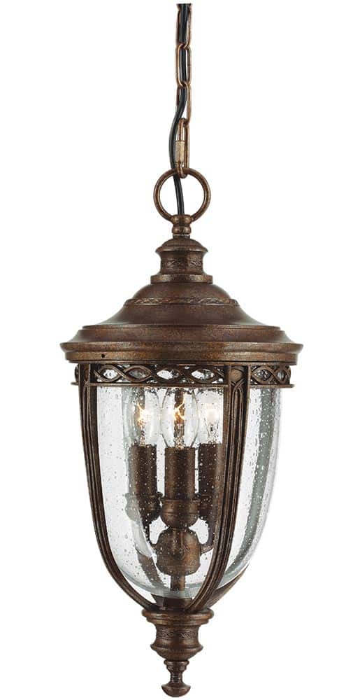 Feiss English Bridle 3 Light Medium Hanging Porch Lantern British Bronze
