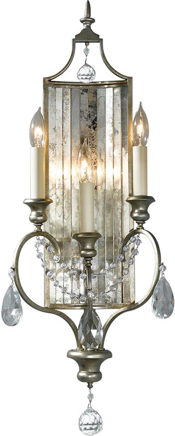 Feiss Gianna Large Gilded Silver 3 Lamp Wall Light