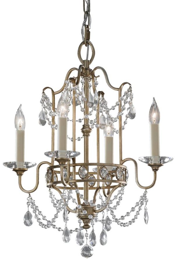 Feiss Gianna Gilded Silver 4 Light Crystal Chandelier Duo Mount