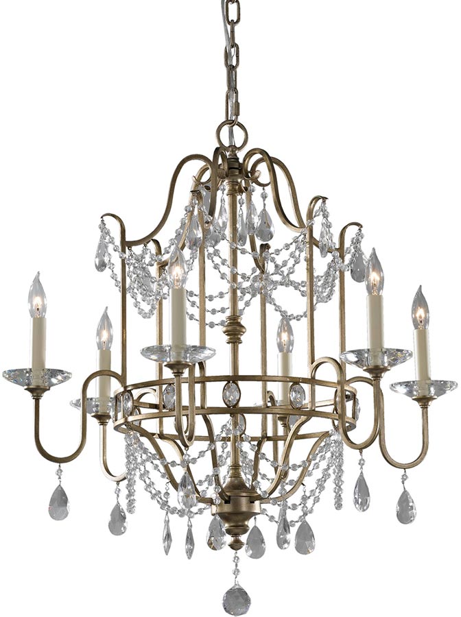 Feiss Gianna Gilded Silver 6 Light Crystal Chandelier