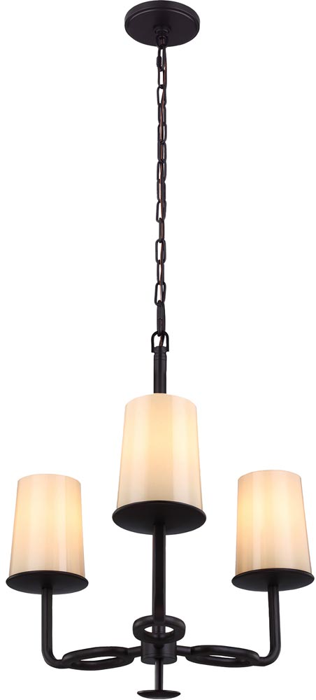 Feiss Huntley Bronze 3 Light Chandelier With Ivory Glass Shades