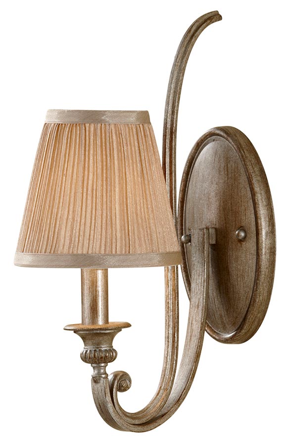 Feiss Abbey Silver Sand Single Wall Light With Mushroom Pleat Shade
