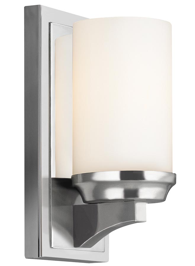 Feiss Amalia Small Bathroom Wall Light Polished Chrome Opal Glass Shade