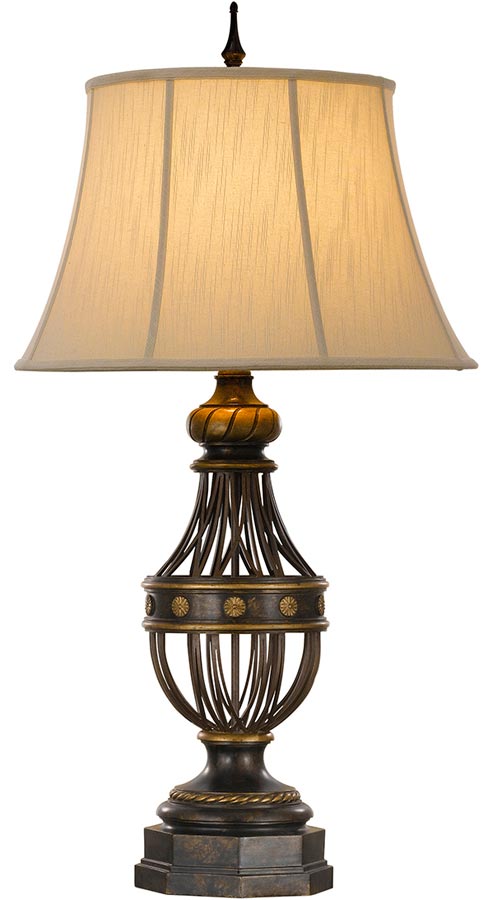 Feiss Augustine 1 Light Table Lamp Antique Brown With Cream Shade